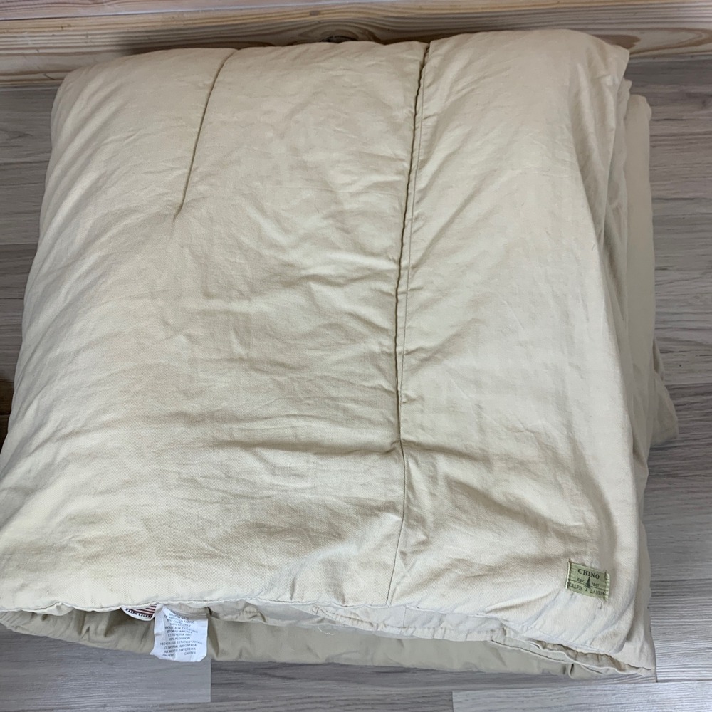 Ralph Lauren Chino Comforter Twin Khaki Tan 90s USA Cotton Heavyweight Prep Bed